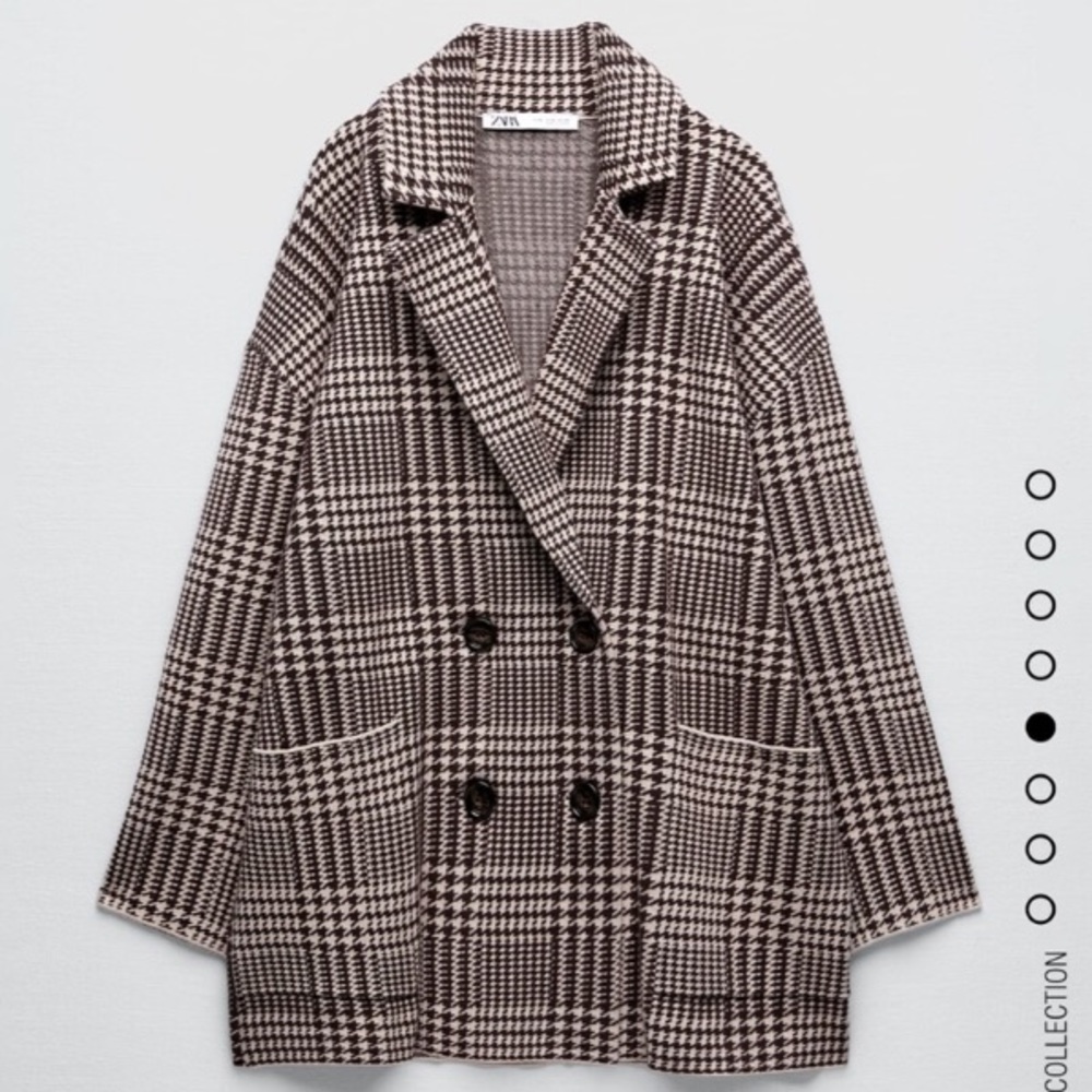 Zara brown houndstooth knit blazer - Picture 3 of 5